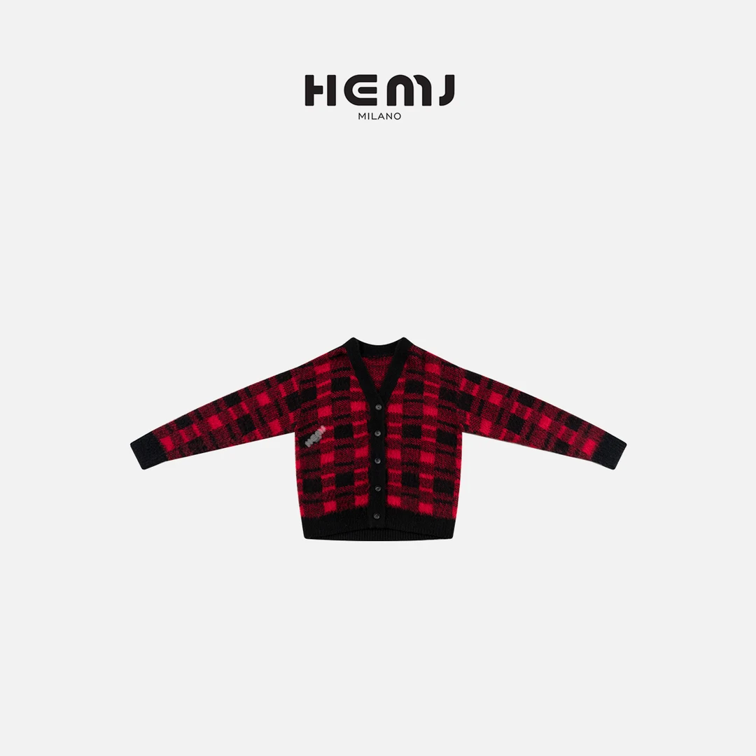 HEMJ 热恋 秋冬时尚撞色休闲格子外套 MC1D3982