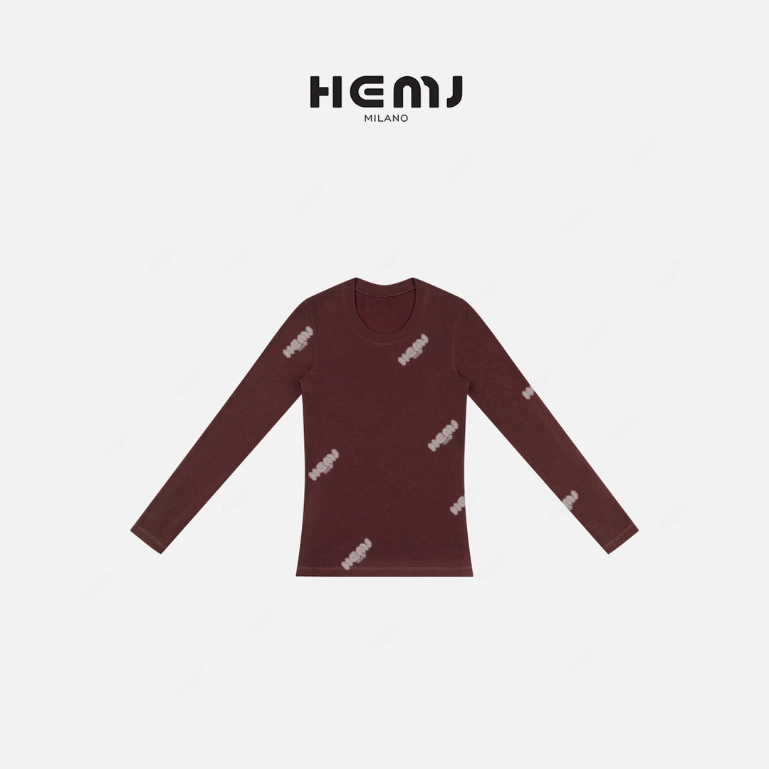 HEMJ 简约休闲圆领长袖打底衫套头百搭T恤 MC1D4054