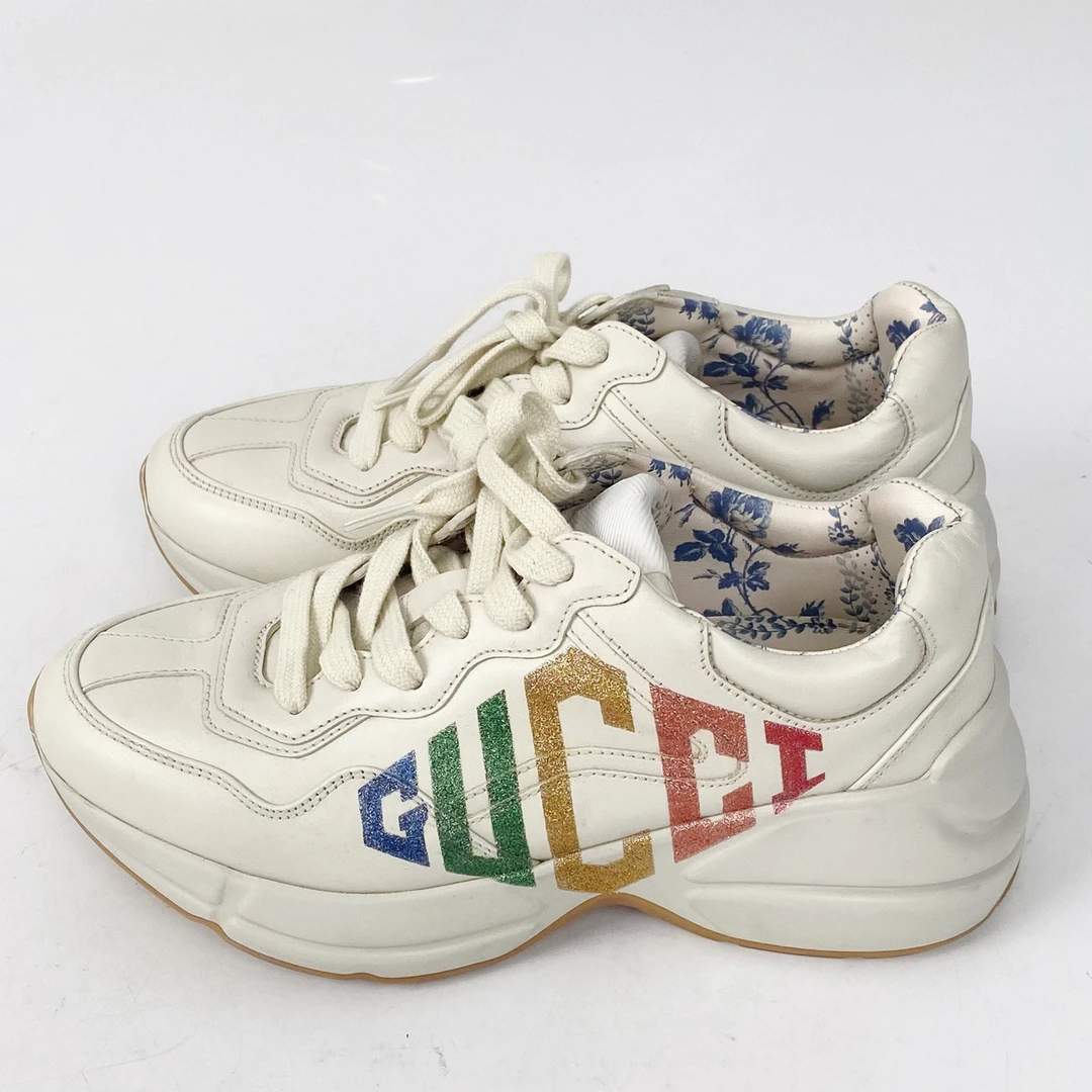 36码 Gucci古驰 彩虹字母印花老爹鞋 96新 lm620