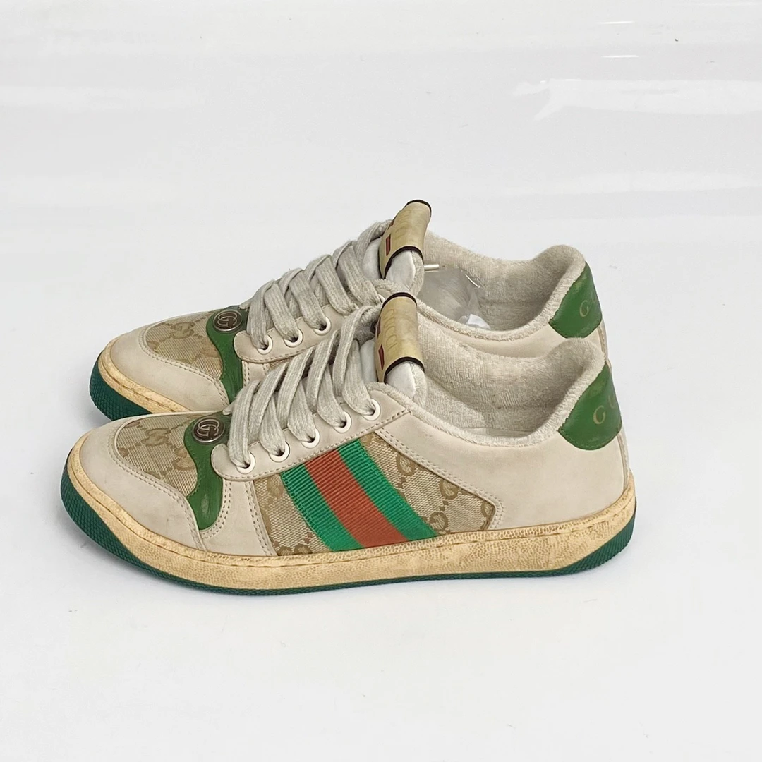 95新 GUCCI/古驰 36码 老花脏脏鞋  lm493