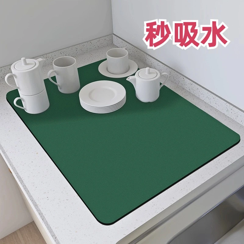 台面吸水沥水垫厨房吧台杯子碗盘防滑垫茶台洗手台硅藻泥隔热垫