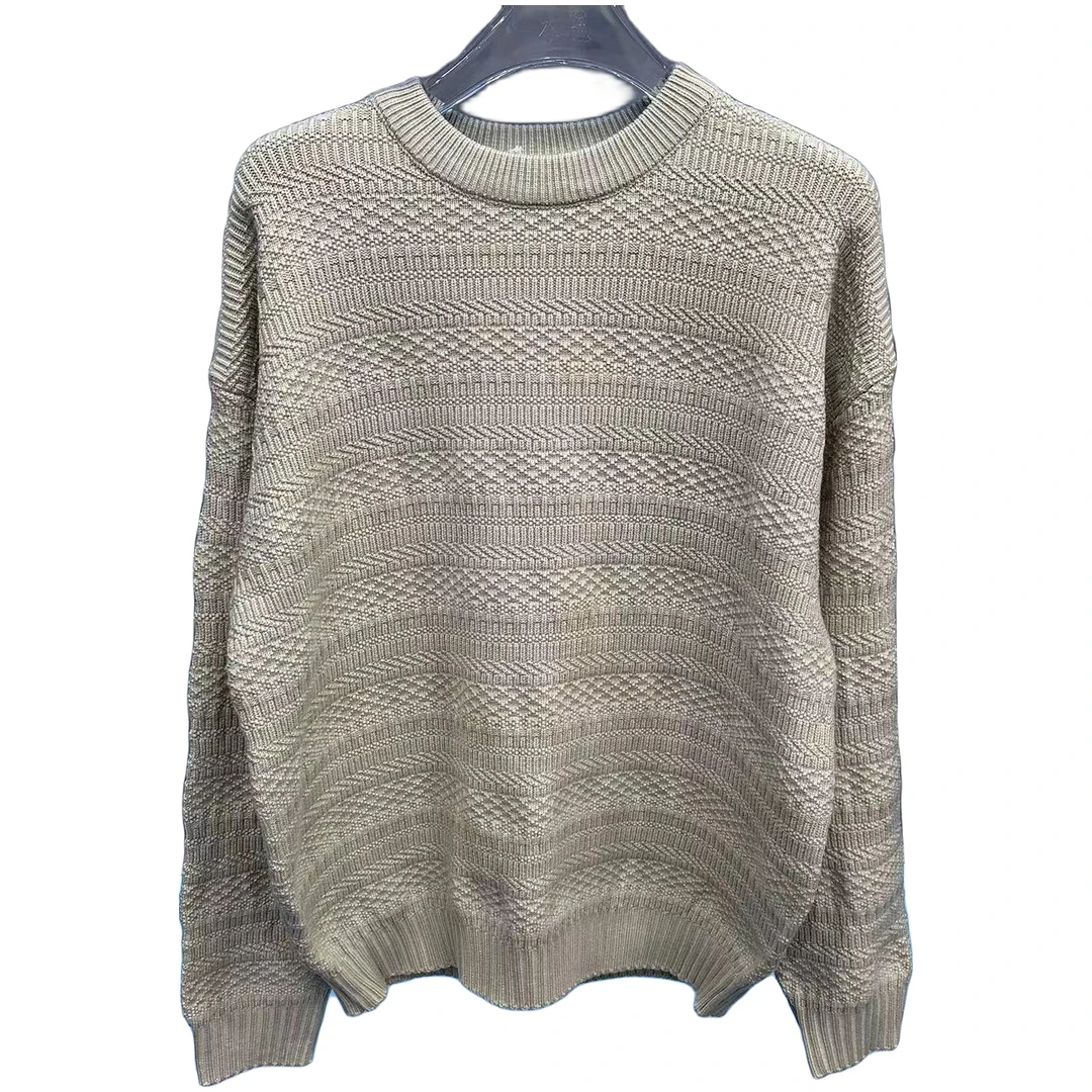 男士毛衣潮牌针织衫长袖休闲百搭打底黑色圆领镂空秋冬宽松加厚