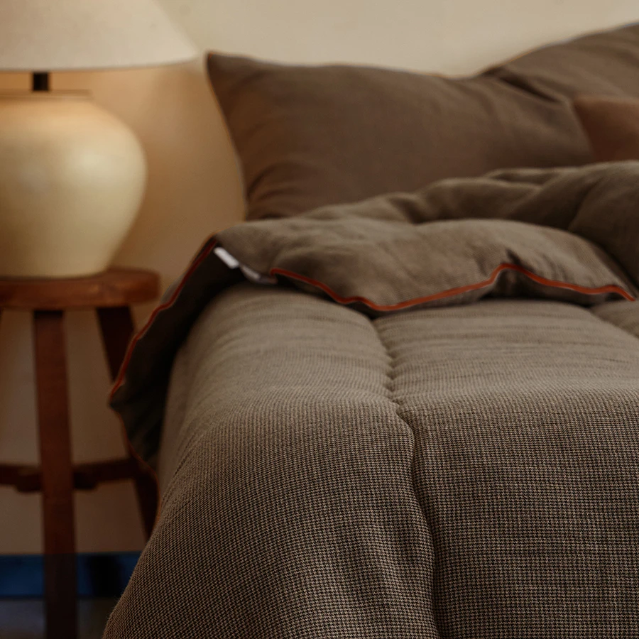 全棉千鸟格双层纱大豆被