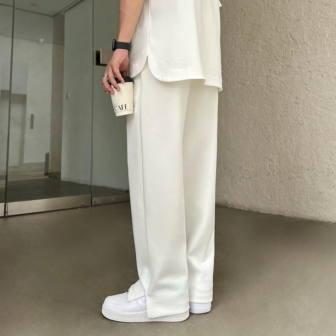 22号穿搭【隐形拉链开叉裤】直筒裤宽松休闲高级感夏季长裤男裤子