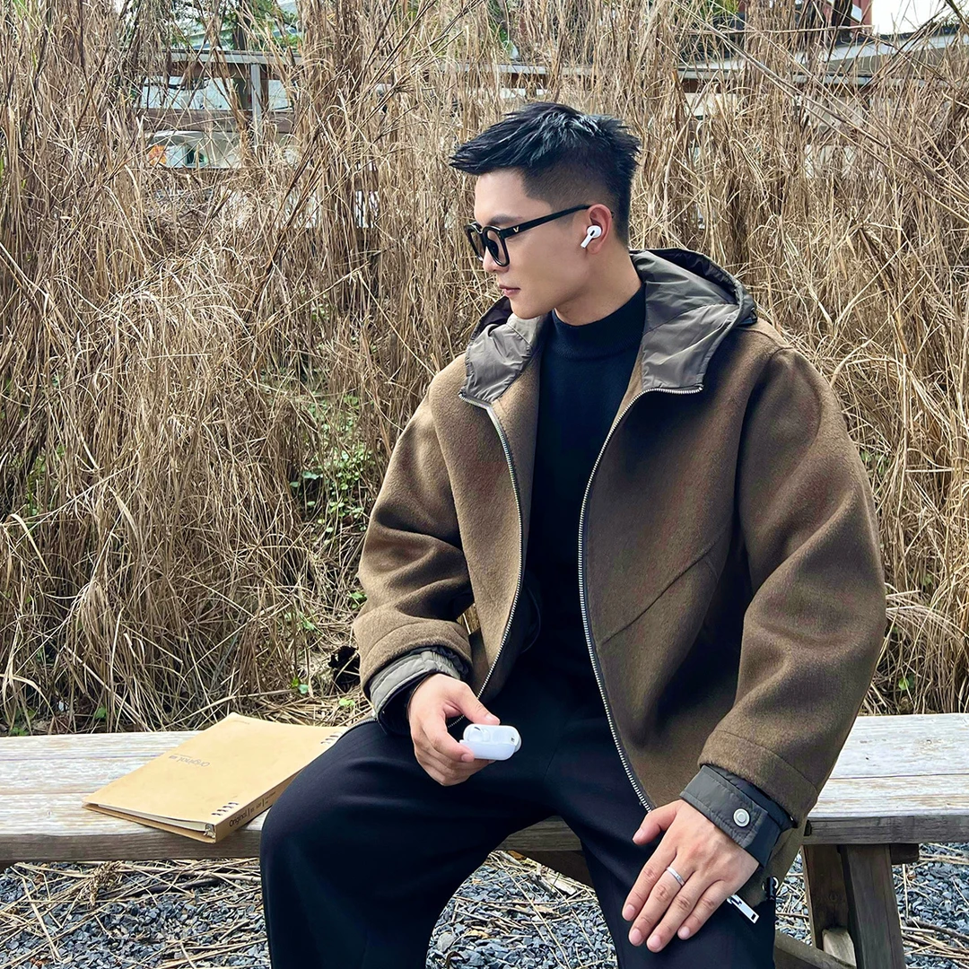 二十二号穿搭【惠灵顿下午茶】冬季双面毛呢夹克外套连帽绵羊毛大衣