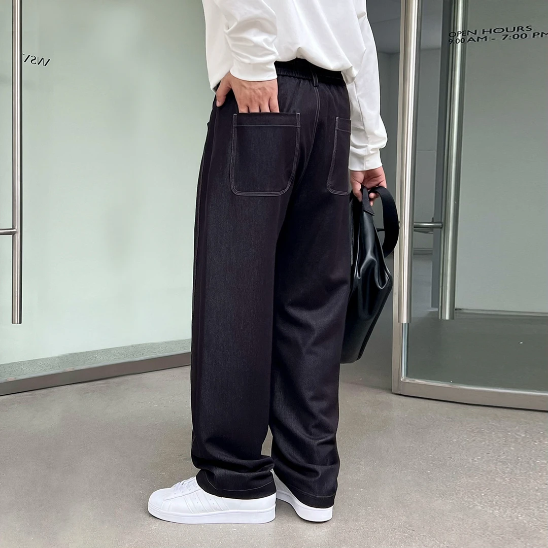 22号穿搭【不掉色软牛仔】设计款抗皱免熨烫垂感显高休闲长裤男