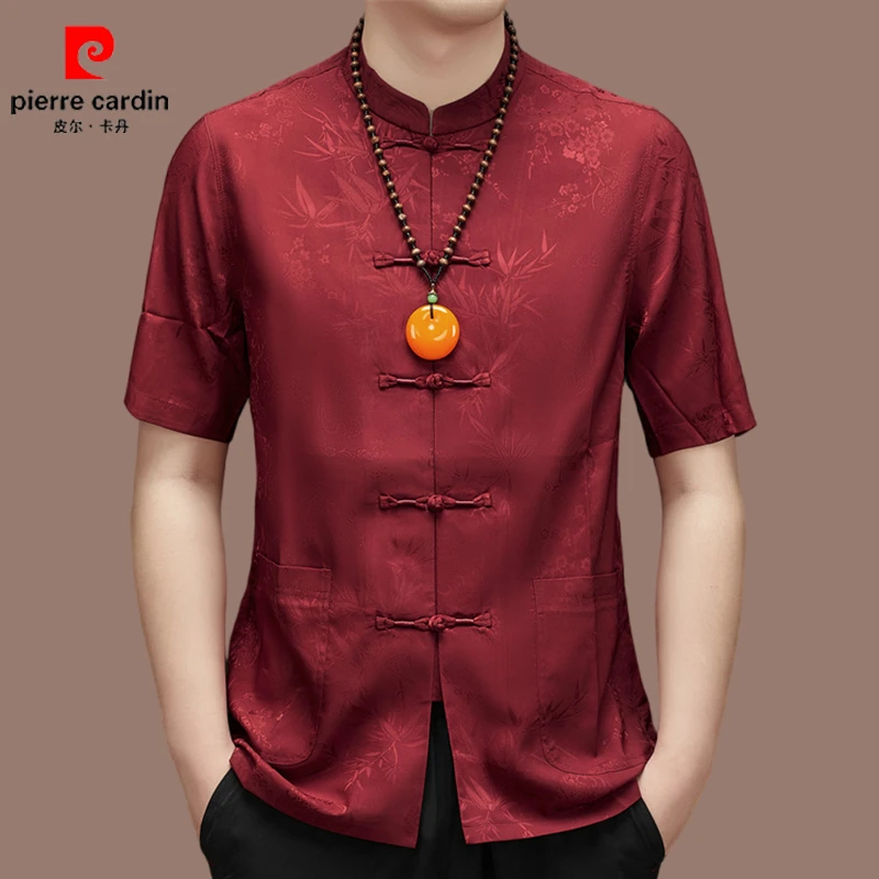 【国际品牌皮尔卡丹】高端半袖男士中国风唐装夏季新中式国风男装薄