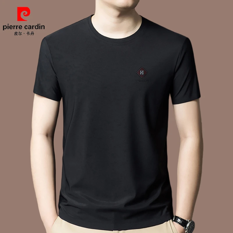 【皮尔卡丹 专柜正品】高档桑蚕丝夏季短袖男t恤圆领半袖衣服男装薄