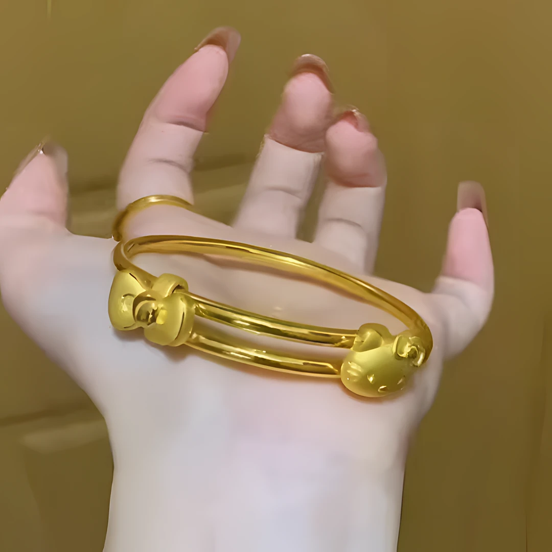 铜合金手镯 kitty猫手镯蝴蝶结轻奢复古高级感气质手环送女友手饰