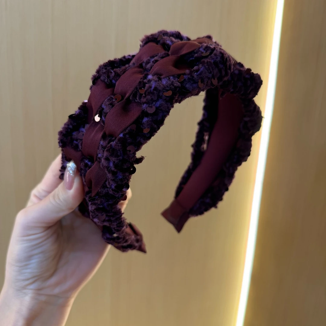 首仕【6583】原创首发安哥拉红编织百搭发箍时尚