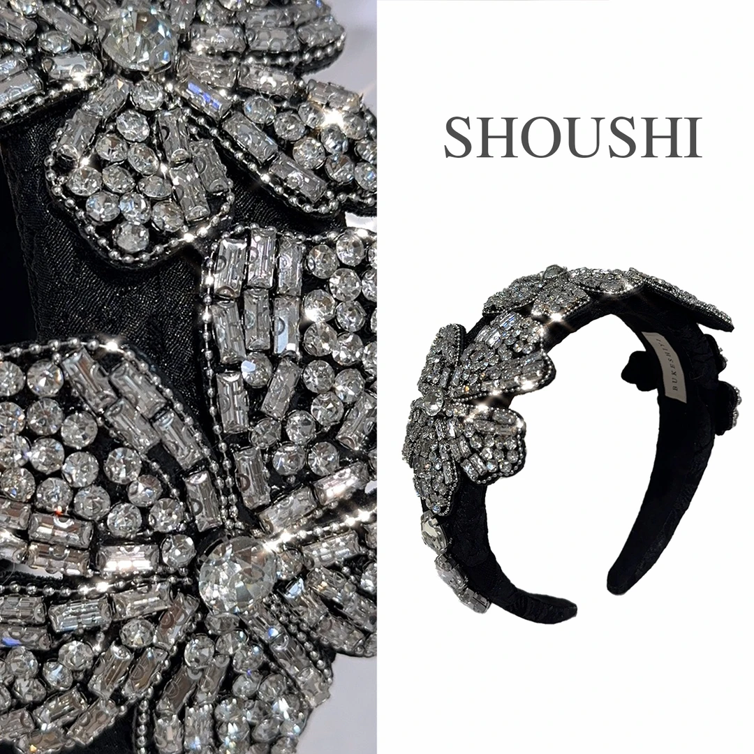 首仕【冬季恋歌】原创设计手工黑色法式重工韩版满钻镶钻发箍  6284