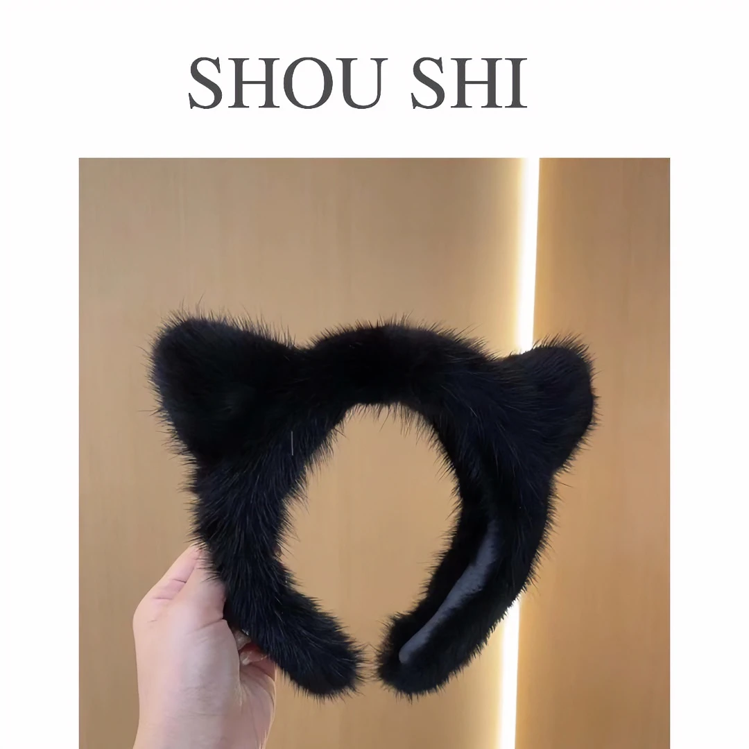 首仕【猫耳朵】玲姐推荐气质网红全水貂毛前腿毛整皮品质发箍 6025