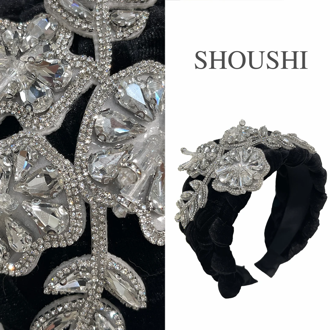首仕【】原创设计轻奢时尚百搭复古法式重工镶钻优雅满钻发箍 6276