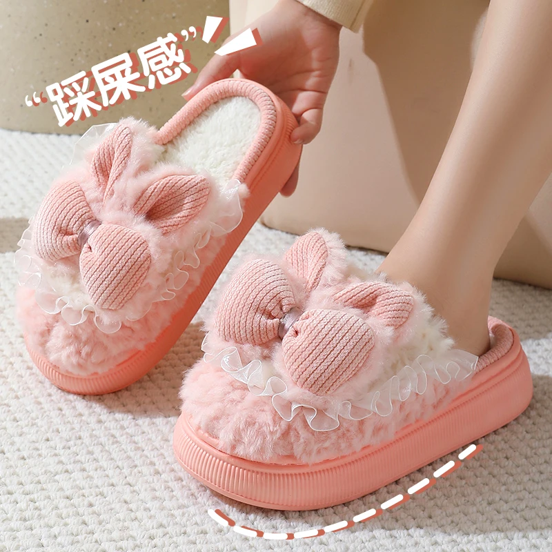 网红爆款个性洋气棉拖鞋女士毛绒冬季居家用室内防滑保暖毛毛拖鞋