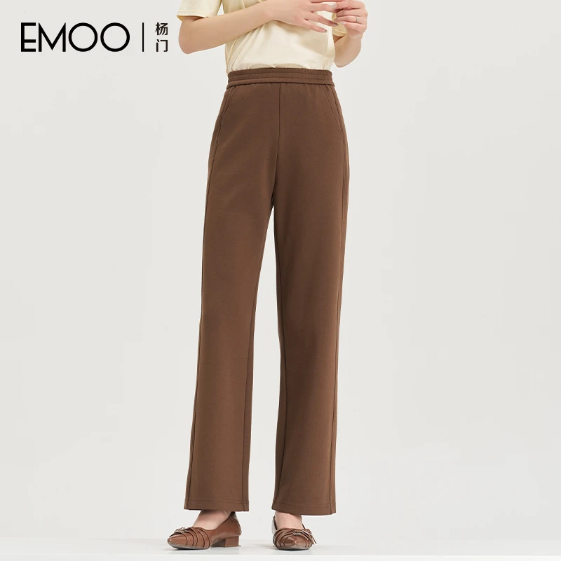 EMOO/杨门垂感直筒裤休闲裤女高腰裤通勤简约秋装新E33B013257