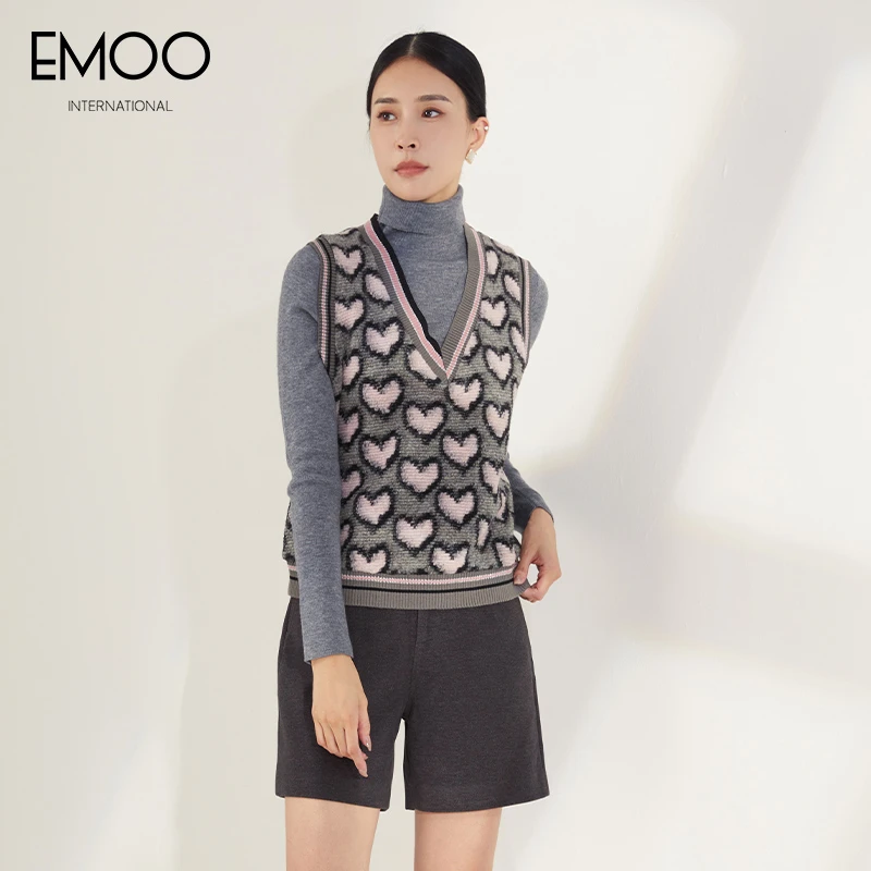 无袖针织衫女V领毛衣马甲2023冬装新款毛衫E42M103216