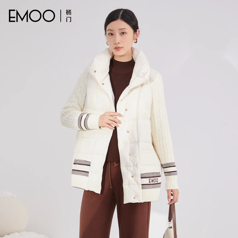 EMOO/杨门白色羽绒服女短款保暖秋冬羽绒衣短外套E43Y019342
