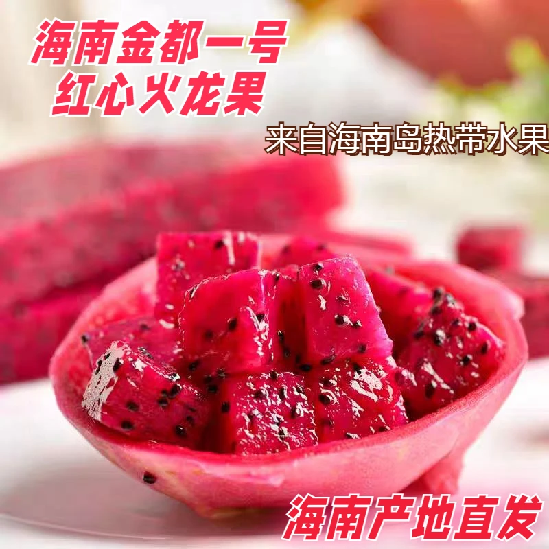 海南金都一号香甜多汁饱满红心火龙果果园新鲜采摘红皮大果发货10