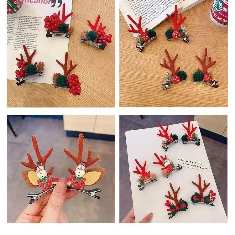 森系对夹仿真鹿角可爱成人儿童头饰仙气麋鹿精灵时尚个性圣诞发夹