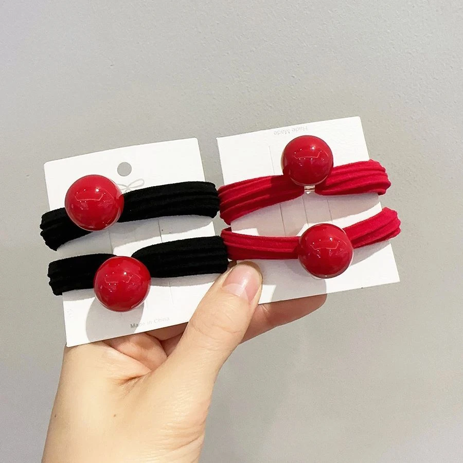 本命年红色头绳发圈新年发饰可爱高弹力扎马尾发绳丸子头气质皮筋