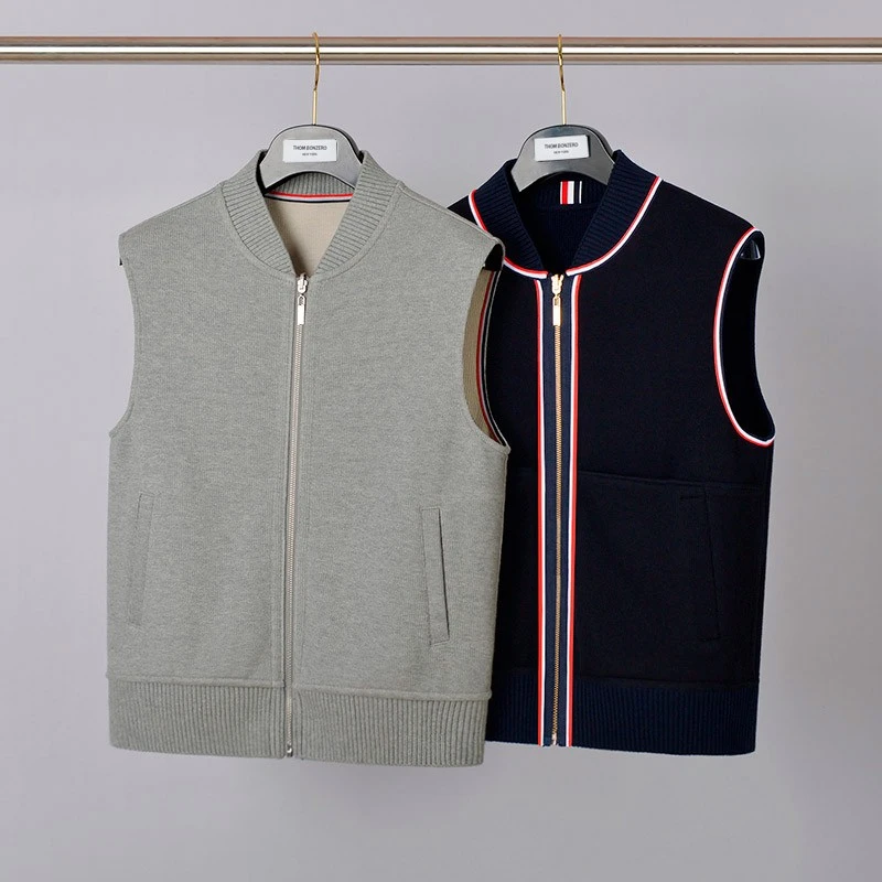 【醒儿专属】正反两面穿法国罗纹重磅马甲潮流男装无袖背心B0319