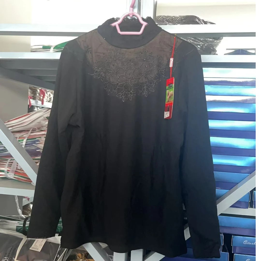 （加绒加厚）拼接蕾丝保暖打底衫（1146加大）