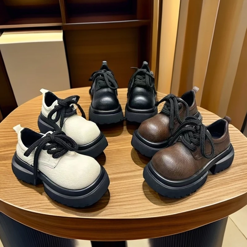 欧货厚底乐福鞋女2024秋季新款高级复古大头皮鞋增高休闲单鞋