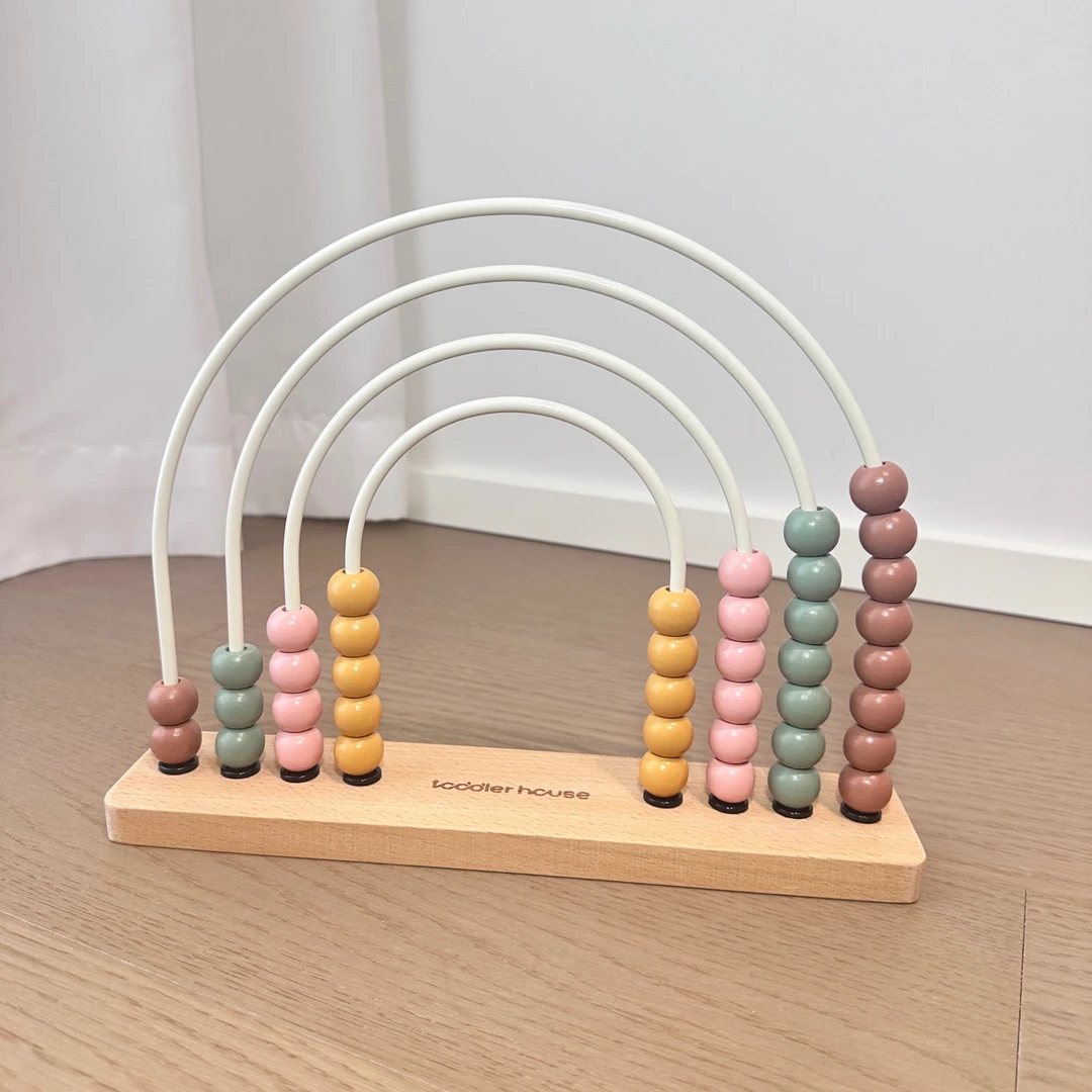 幼儿童木质数学计算架彩虹算珠益智玩具启蒙早教加减法颜色认知