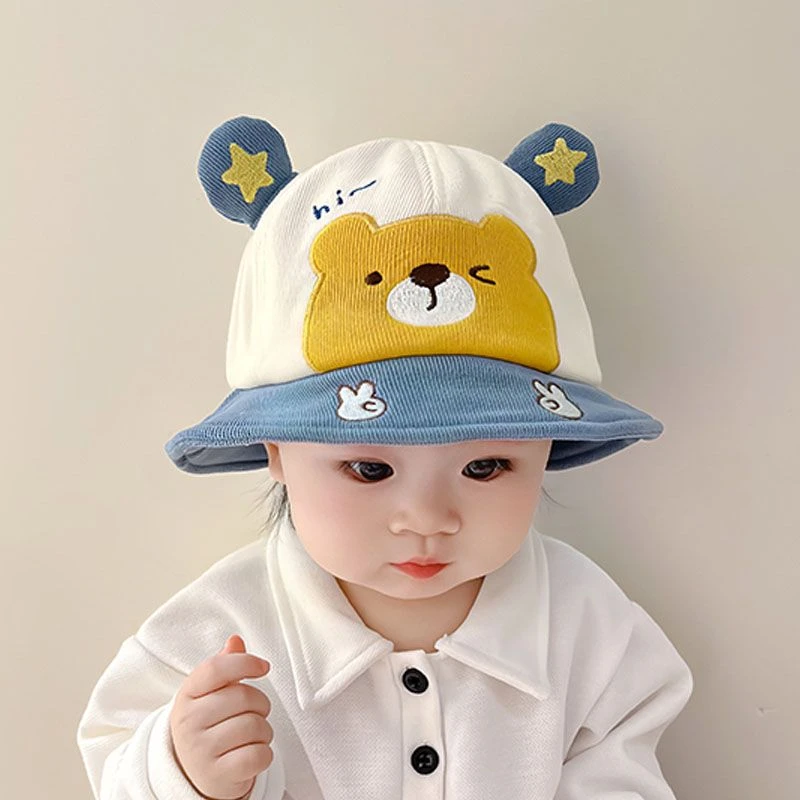 婴儿帽子春秋季卡通宝宝渔夫帽超萌婴幼儿遮阳防晒男女童盆帽秋冬