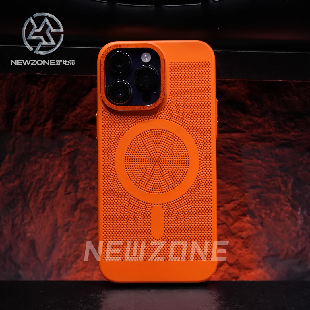 散热磁吸透气苹果11/12/13/14ProMax高级感手机壳Magsafe磁吸超薄