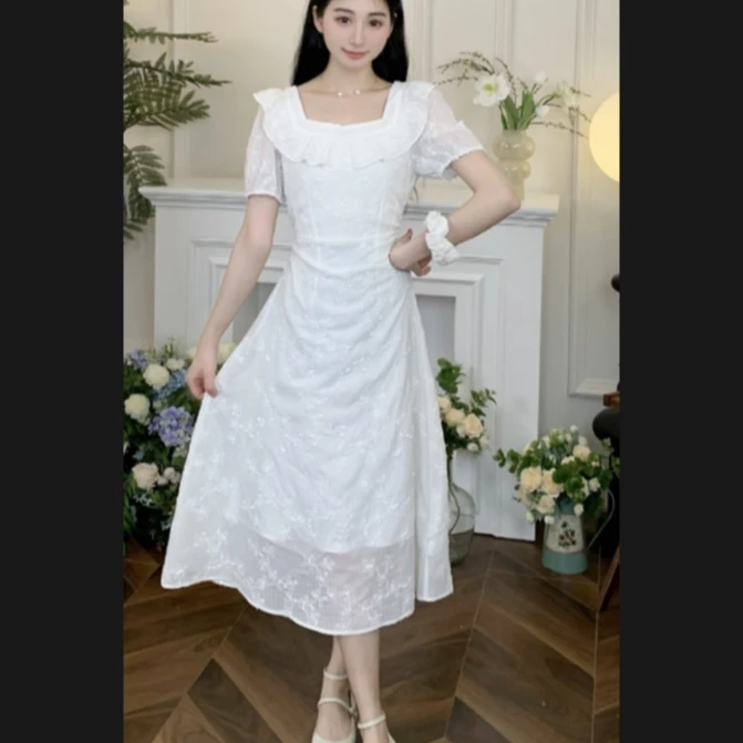 【现货】茉茉《泡芙奶油》连衣裙夏季法式气质白色吊带裙DYL661175-2