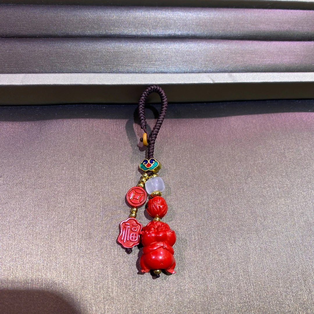 瑞思祥 【高含量水飞红砂】天然砂飞天貔貅钥匙扣