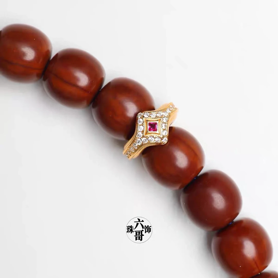 吊坠925银  Diy 小串文玩卡环隔片天眼手串念珠配饰银饰镶嵌配件