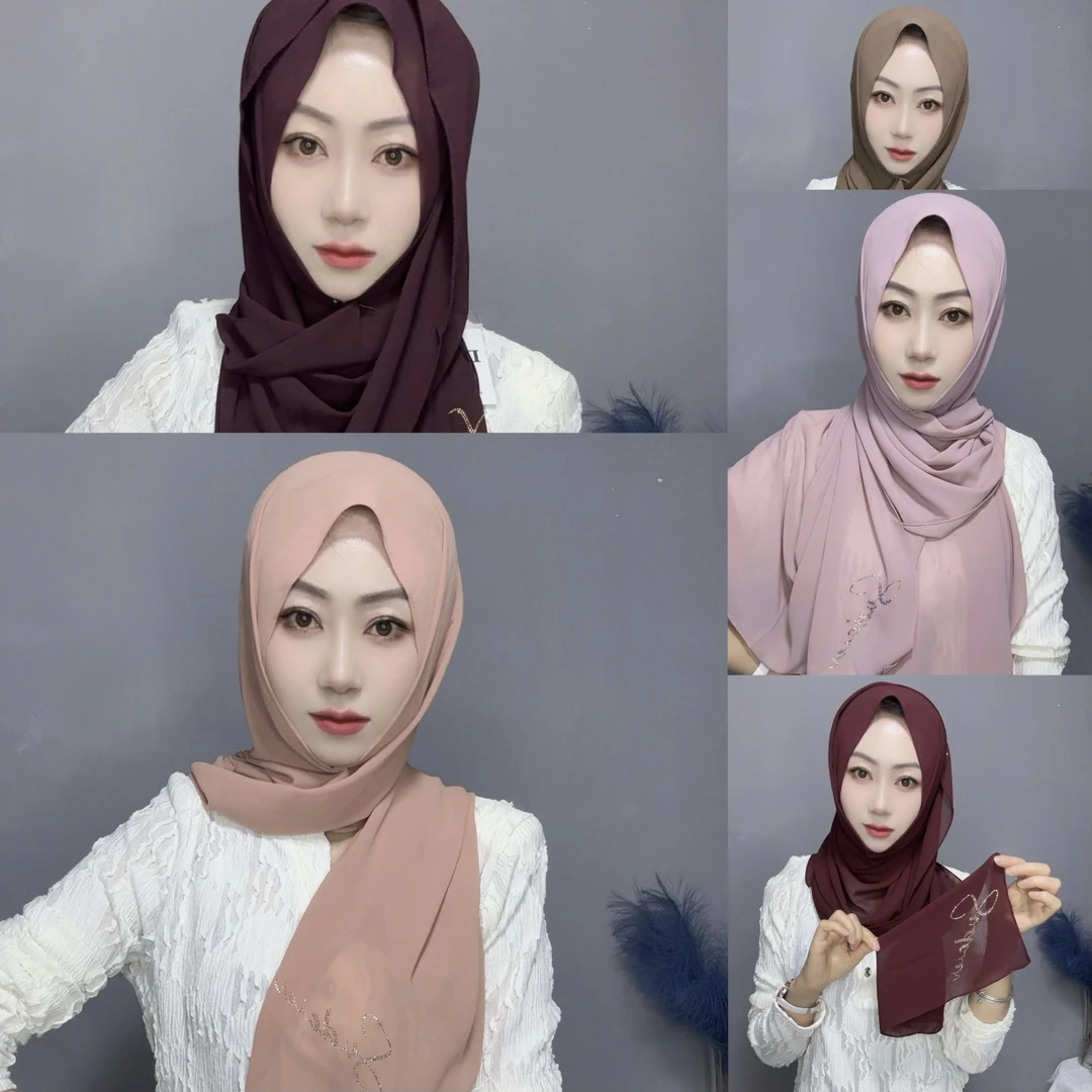 无品牌精品高密雪纺 LOGO长巾