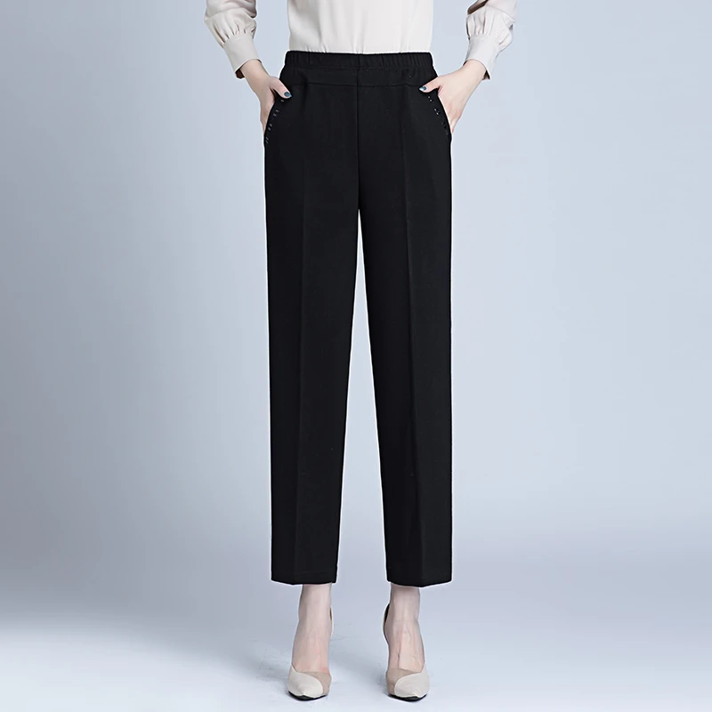 中老年秋季直筒加肥加大裤子大码宽松弹力妈妈裤秋装200斤长裤