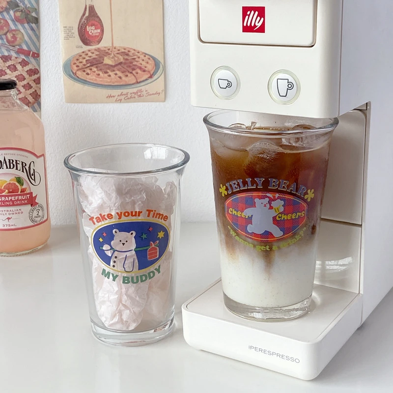 水杯玻璃杯简约冷萃咖啡杯家用早餐牛奶杯果汁杯喝水杯日常