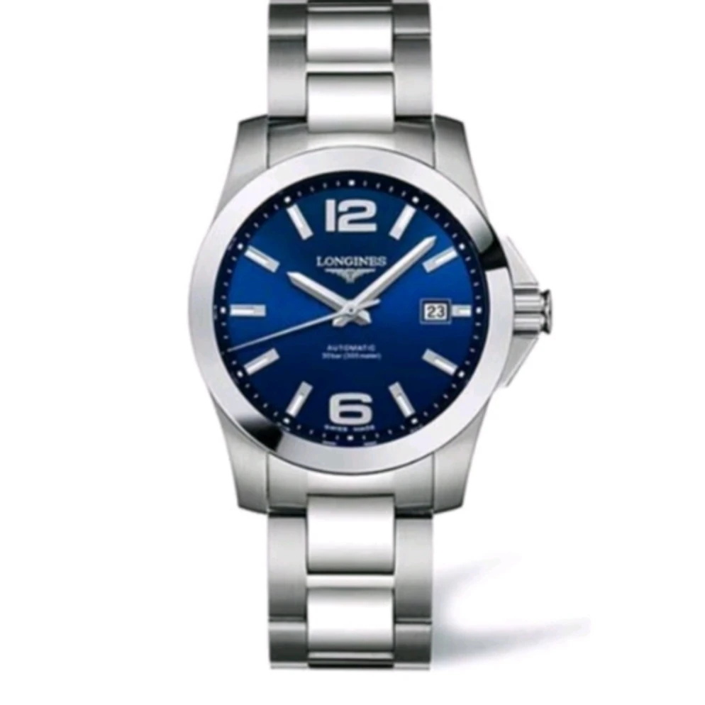 99新 Longines/浪琴 康卡斯676/39自动机械腕表瑞士名表男士蓝色