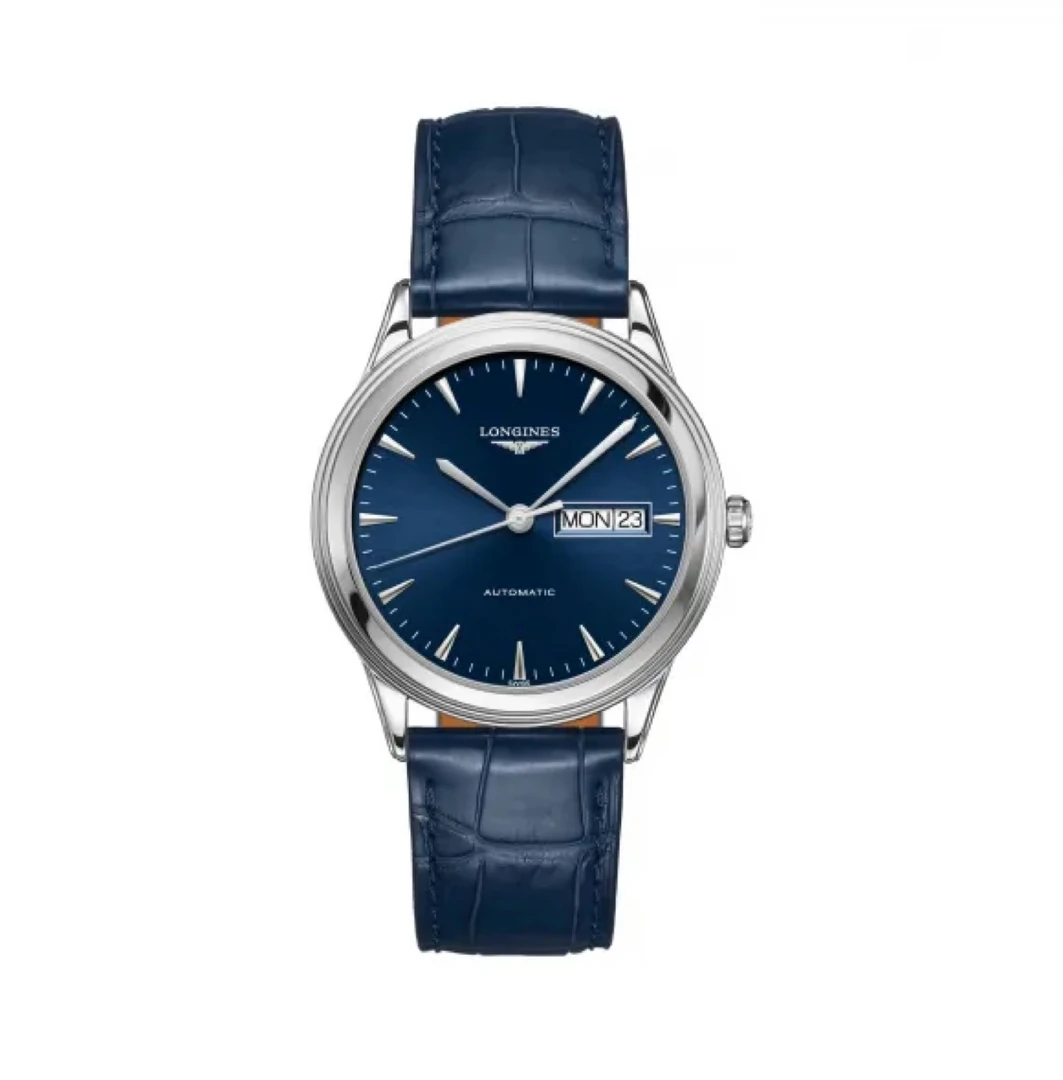 99新 Longines/浪琴 军旗899 /38.5mm/蓝盘条钉/男士蓝色经典