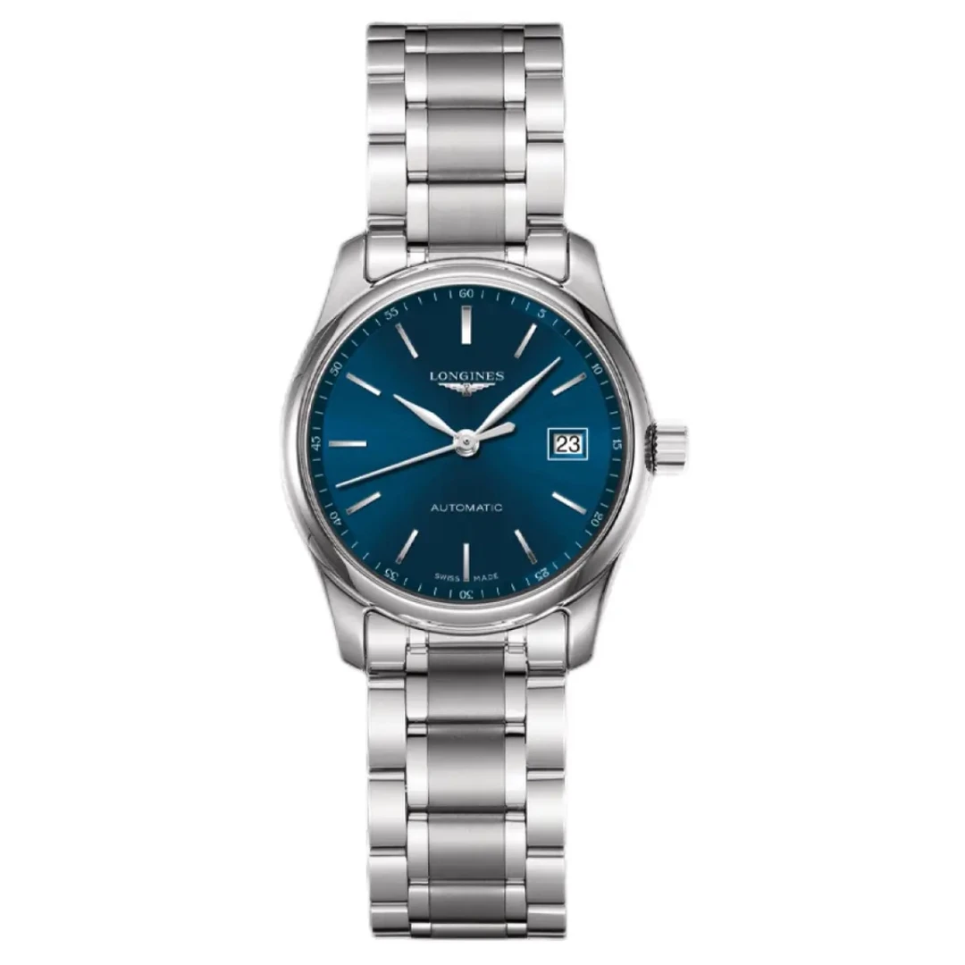 99新 Longines/浪琴 名匠257/29/全自动机械女表/蓝盘条丁刻度/钢