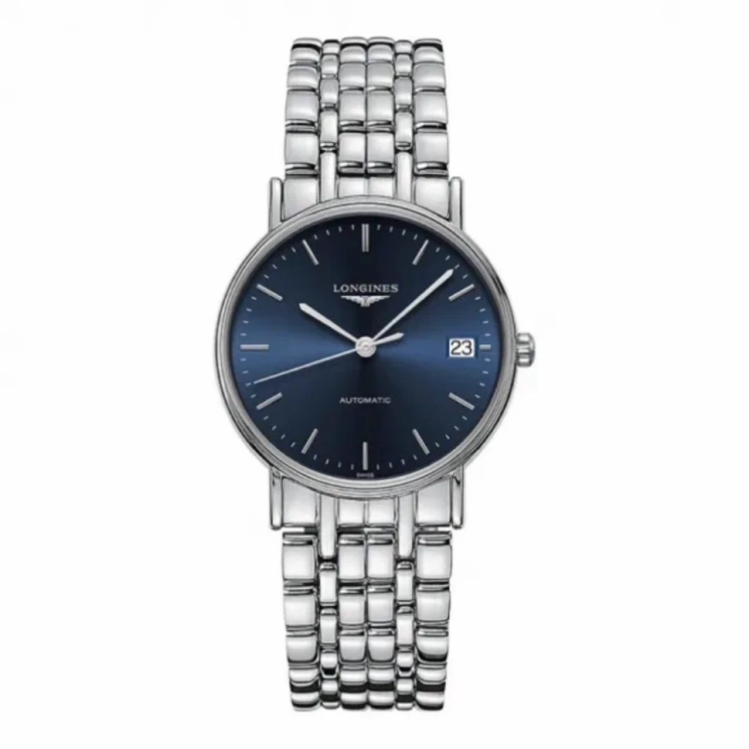99新 Longines/浪琴 瑰丽821/34.5自动机械腕表蓝盘条丁刻度/钢带