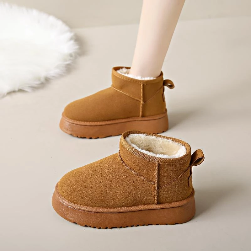 雪地靴女冬季皮毛一体加绒保暖网红面包鞋东北厚底户外冬天大棉鞋