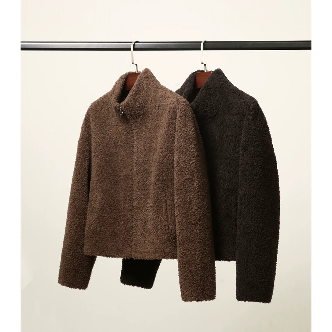 笑涵阁 2024冬季轻柔云感温暖舒适纯羊毛 环保仿拉贡颗粒绒外套の