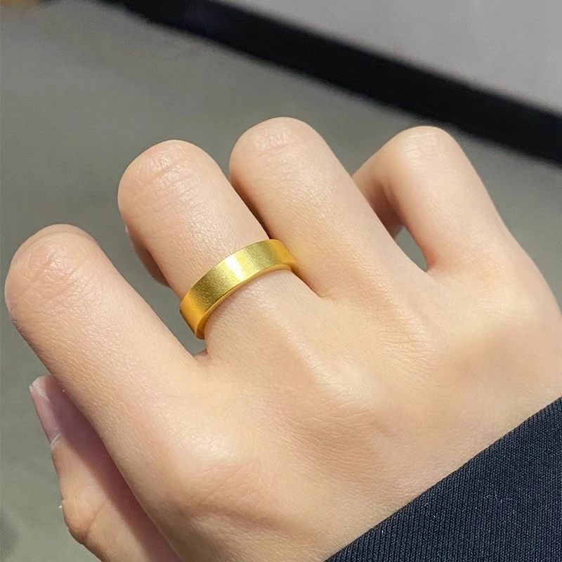 铜合金戒指 古法实心素圈 戒指男女小众时尚指环网红金色百搭简约