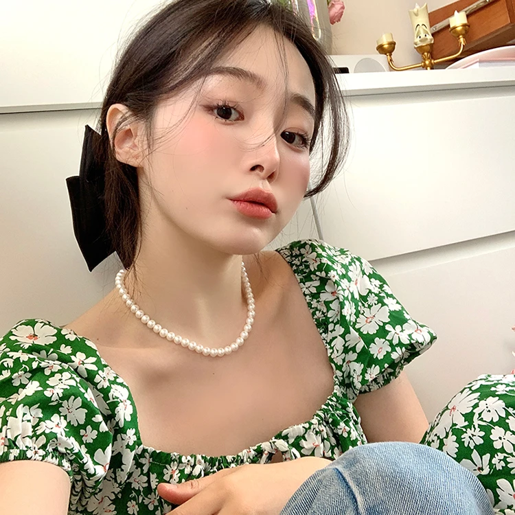 钛钢项链 胸链项链仿珍珠同款ins女轻奢小众设计感颈链饰品 XL-75