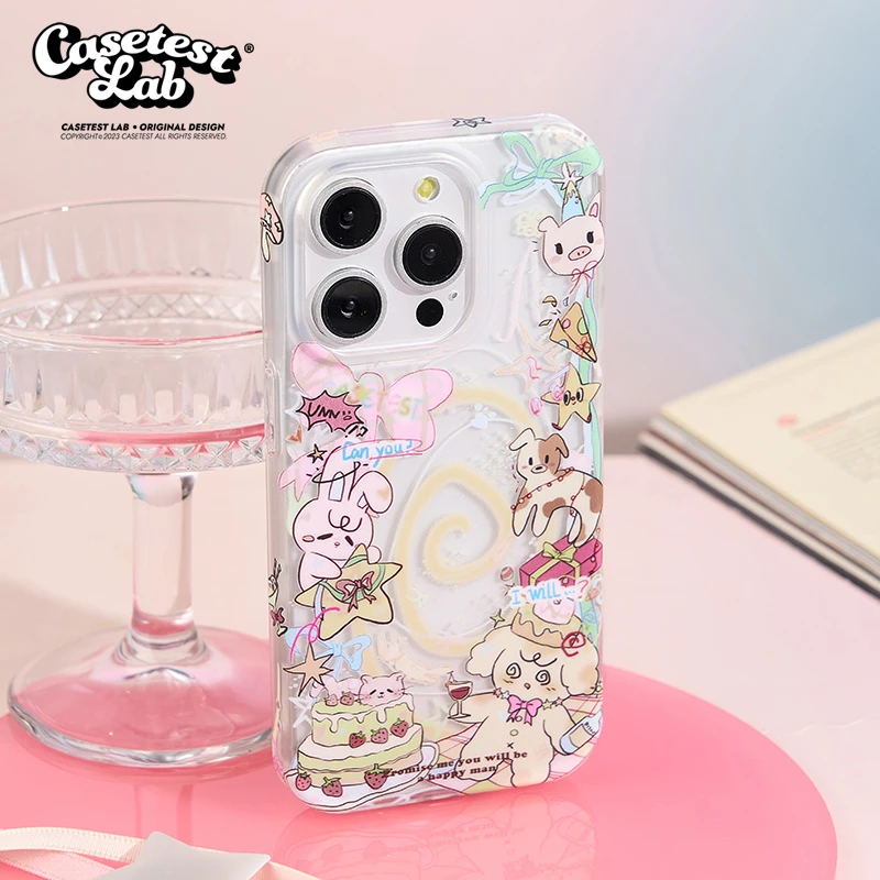 壳试验快乐派对磨砂适用苹果15pro手机壳卡通可爱14promax创意ins