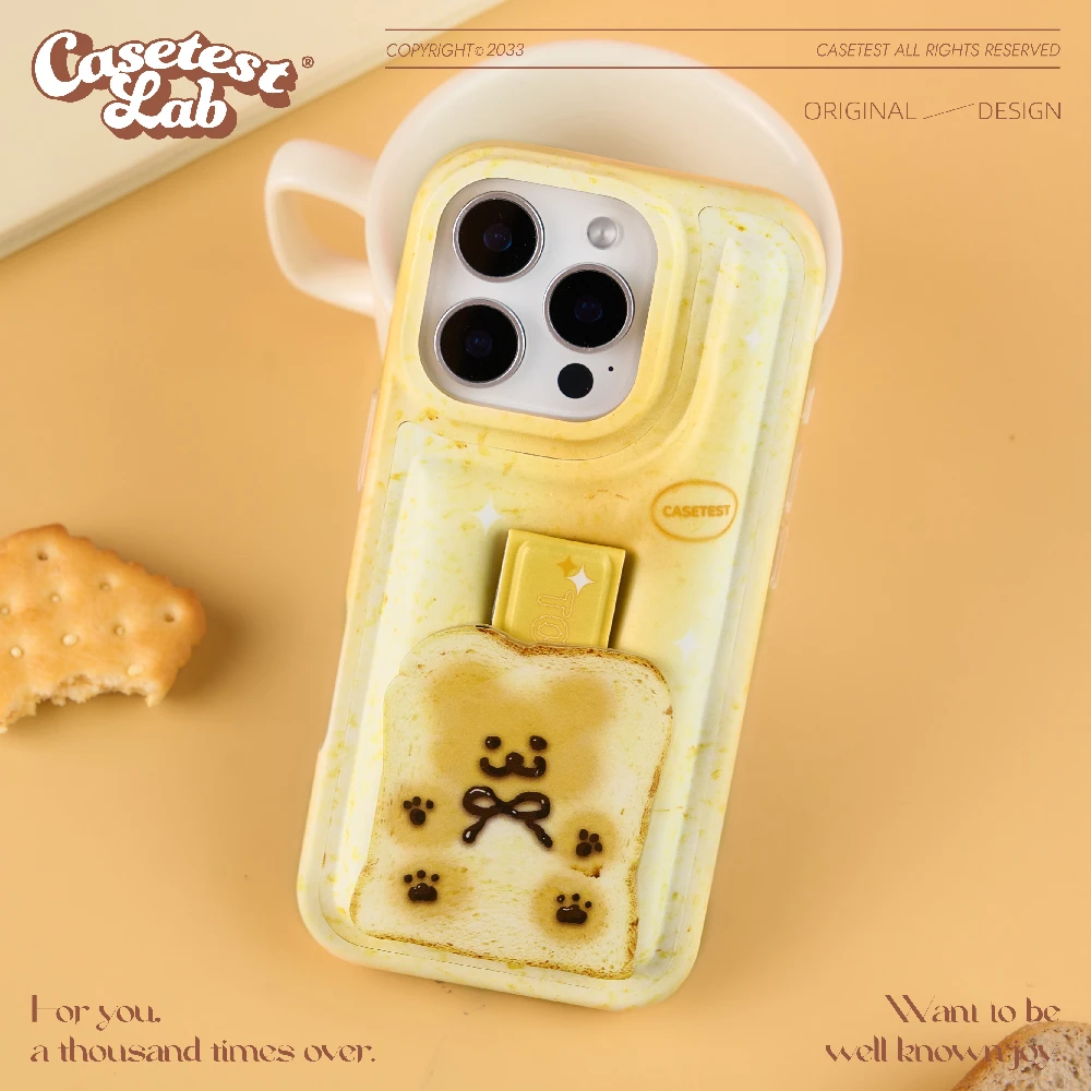 壳试验小熊吐司填充棉 适用iPhone16 15 14promax手机壳可爱卡通