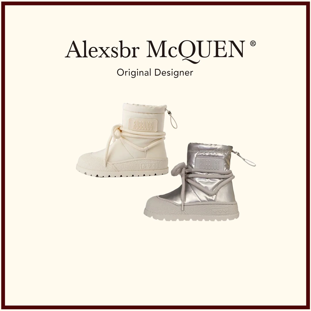 YDD•「豆豆」防水厚底绑带保暖雪地靴女百搭时尚防滑加厚保暖棉鞋