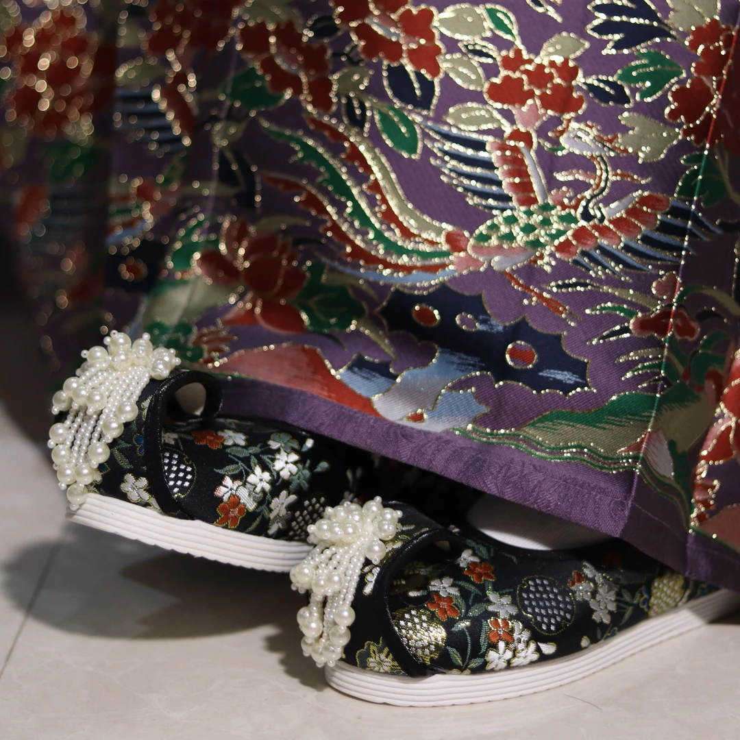 江南朱记【暖阳花】云头珠花布鞋平跟汉服鞋子织锦缎古风女鞋
