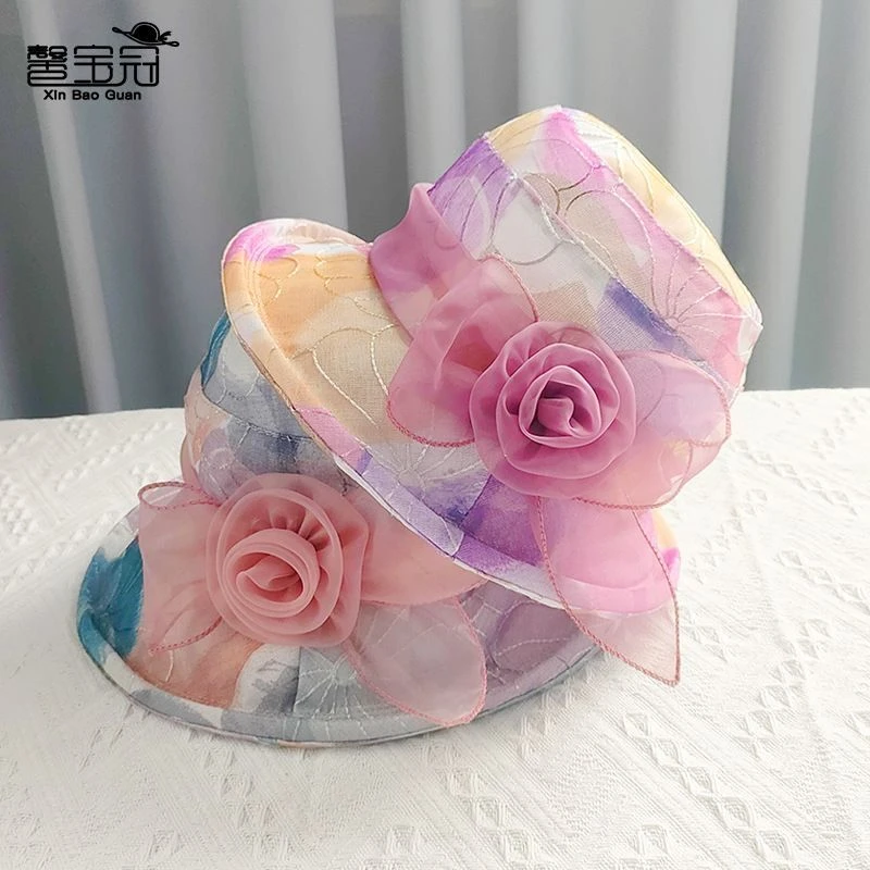 夏天帽子妈妈防晒遮阳帽户外透气时尚百搭渔夫帽盆帽太阳帽