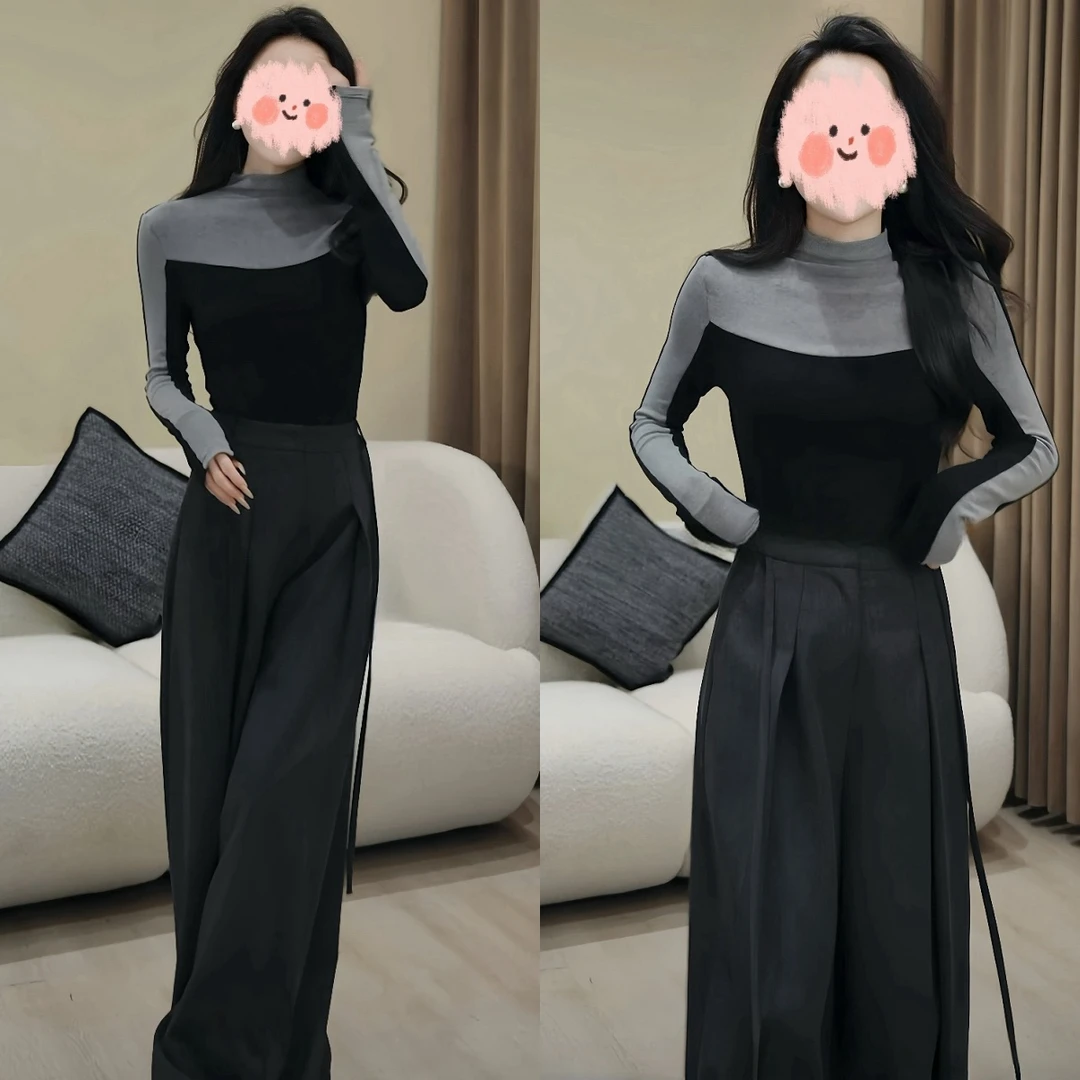 网红同款秋装时尚别致流行上衣裤子新款两件套女装遮肉高级感百搭